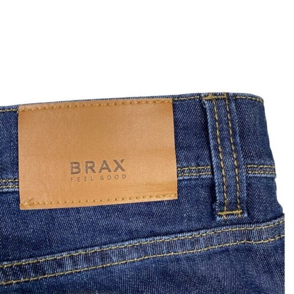 BRAX Cadiz Mens Blue Dark Wash Stretch Straight Fit Denim Jeans Estimate 32 X 30 - Picture 11 of 15